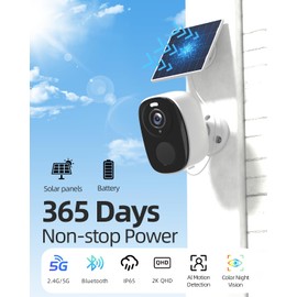 ELECCTV 2.4&5ghz WiFi Solar Security Cameras Wireless Outdoor,2K QHD Home Security System, 4 Cameras Kit with 130° Ultra-Wide View, 2-Way Talk, IP65,Color Night Vision, Spotlight & Siren (1, White)