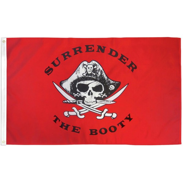 Surrender the Booty Pirate Flag 2x3ft Boating Flag Skull Flag