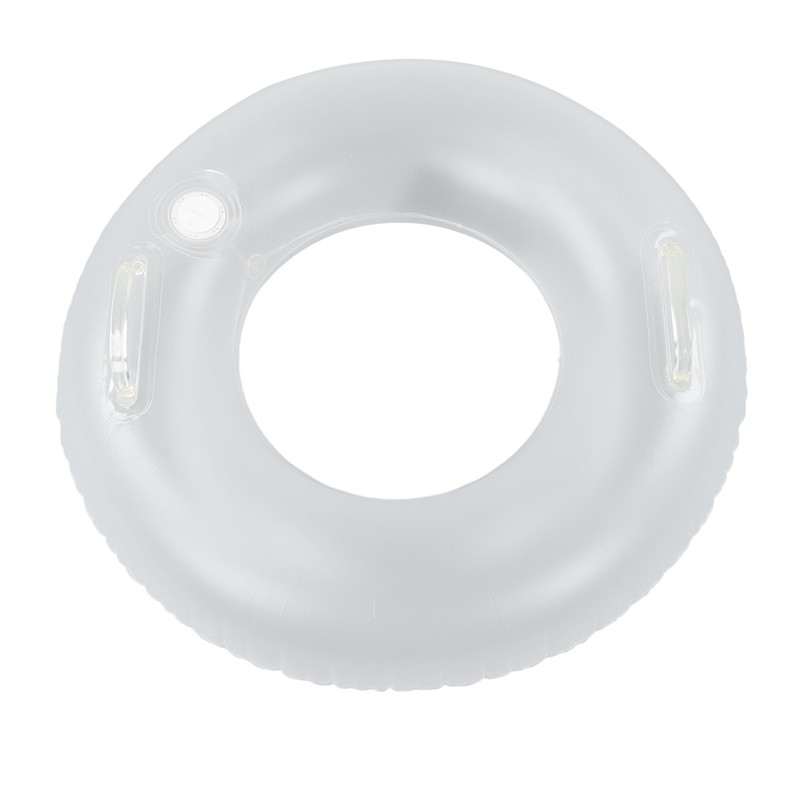 LED Inflatable Swim Ring with 2 Handles Transparent Swimming Floating