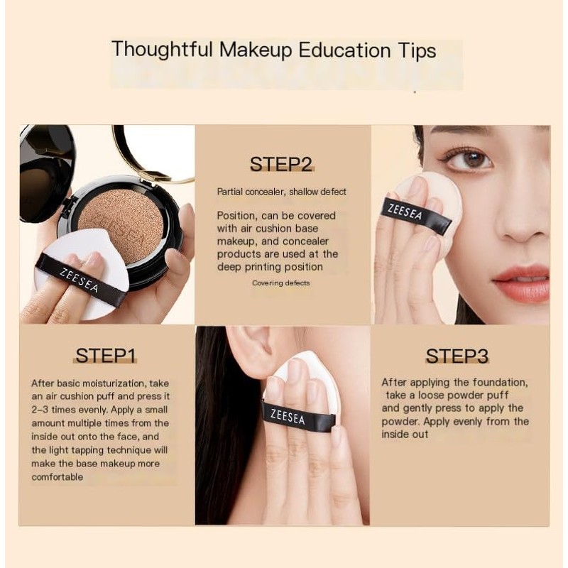 zeesea 2 in 1 Cushion Foundation,Makeup Double Layer Cushion BB