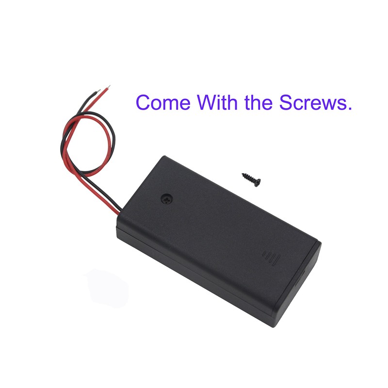 LAMPVPATH 3Pcs 2 AA Battery Holder with Switch, 2x 1.5V