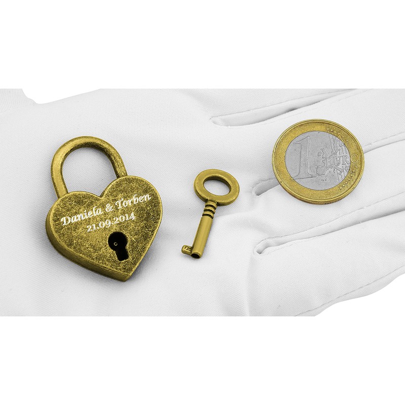 Hanessa Love Lock Engraved Heart Padlock with Key with Your