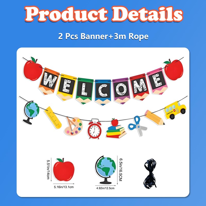 Quixorblex Welcome Back to School Banner Set Classroom Decor First