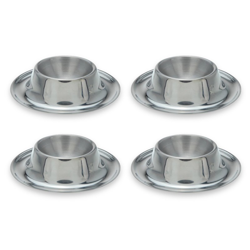 MIJOMA Set of 4 Stainless Steel Egg Cups, Matte Silver,
