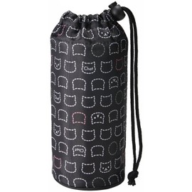 Torne P-3302 Plastic Bottle Cover Holder Case, Cold Retention, For 16.9 fl oz (500 ml), Simple Cat Black