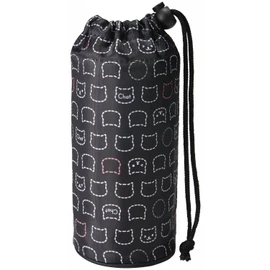 Torne P-3302 Plastic Bottle Cover Holder Case, Cold Retention, For 16.9 fl oz (500 ml), Simple Cat Black