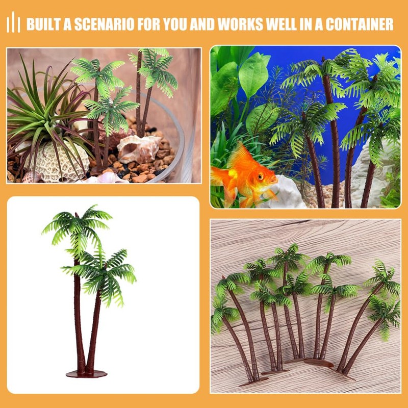 HOLIDYOYO Artificial Palm Tree, 15pcs Mini Model Coconut Palm Tree
