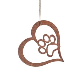 kreativherz - Hanging Sign "Dog Paw" Ideal for the Dog Kennel in Heart Shape "Rust Look Made of Metal" - Door Sign Dog for Outdoor / Outdoor Rusty Garden Decoration Weatherproof - Garden Decorative