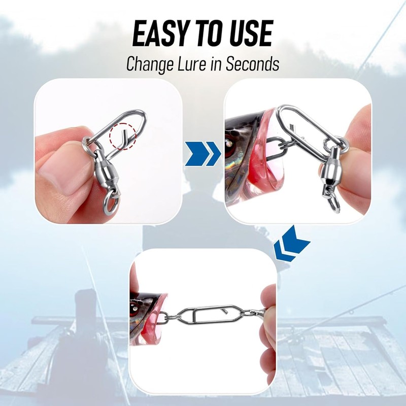 Zheigaoxea 25-Pack Fishing Speed Clips Quick Change Snap Swivels, Ball