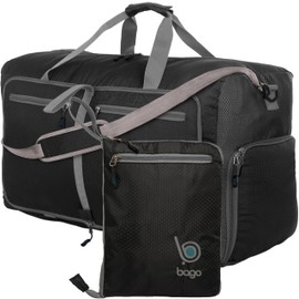 bago Duffel Bags for Traveling - 60L Spacious Duffel Bag with Shoe Compartment - Explore The World in Style & Convenience - Durable, Lightweight & Foldable Travel Duffle Bag (Black)