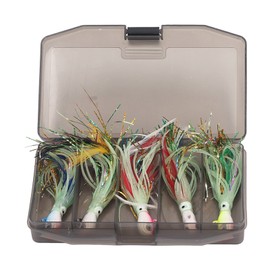 5PCS Octopus Fishing Lures 28g Soft Silicone Glow Squid Jigs Skirt Tail Swimbait with High Carbon Steel Hook for Freshwater Saltwater Ocean Fishing