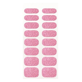 Self-Adhesive Glitter Shiny Pink Full Nail Wraps Stickers | Brighter, Thicker, Tougher Nail Polish Strips for Women Teens and Girls | DIY Nail Art Decoration (1 Sheet-16 Strips)