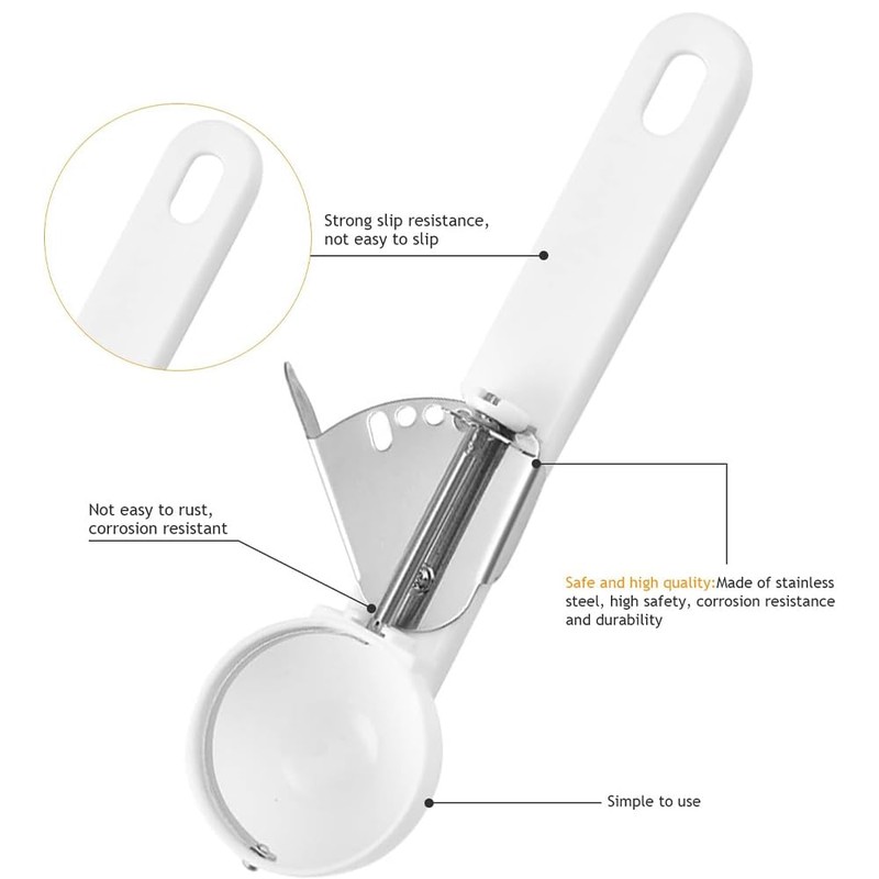 2 Packs Ice Cream Scoops Easy Trigger Non-Slip Grip Rust