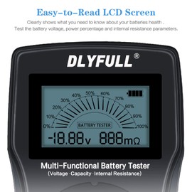 Universal Battery Checker Tester with Leads LCD Display, Battery Capacity Voltage Resistance Tester for AAA AA C D 9V Digital 12V 3.7V Li-ion 18650 CR123A CR2032 Button Cell Batteries More