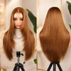 26 Inch Chestnut Brown Layered Cut Straight Glueless Wear Go