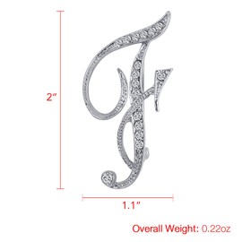 LiaSun 26 Letters Brooches Silver Plated Metal Broaches Pins-Clear Crystal Initial Breastpin (1pcs-F)
