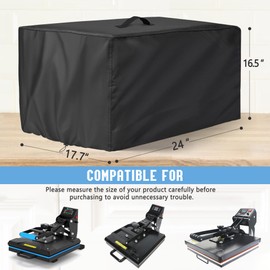 Heat Press Cover Black 17.7"L x 24"W x 16.5"H Heat Press Machine Cover 600D waterproof Oxford cloth, dustproof, durable and tear-resistant