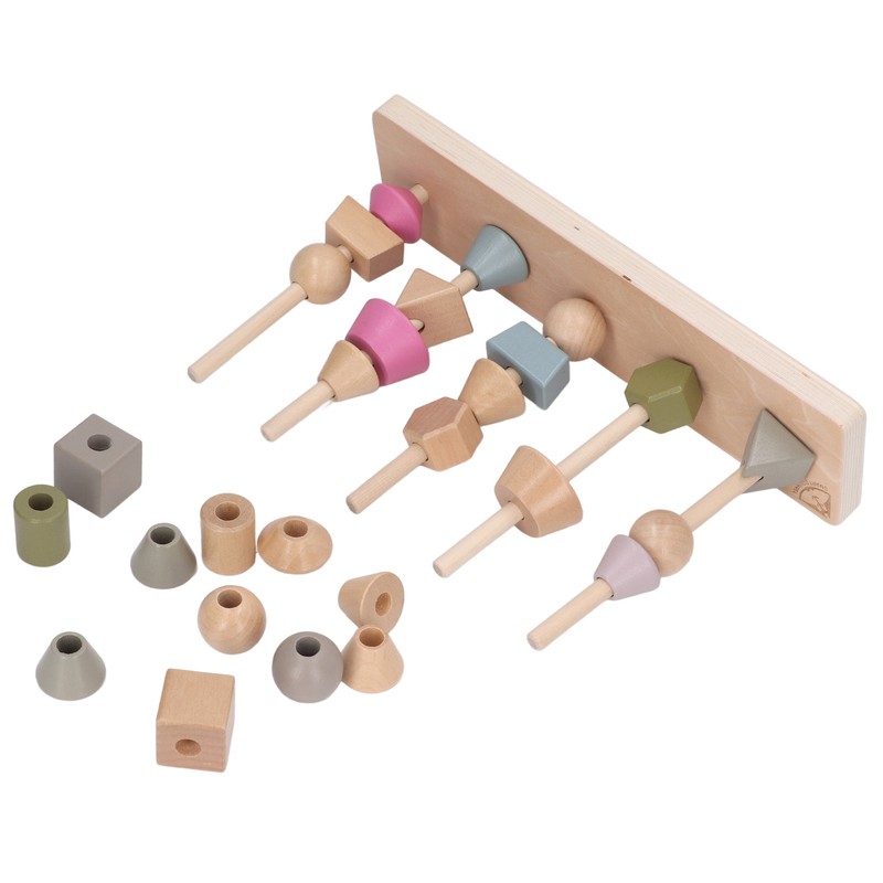 Stack Matching Set Educational Wood with 10 Cards Geometric Shape
