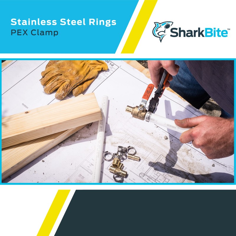 SharkBite 3/4 Inch Clamp Ring, Pack of 100, Stainless Steel