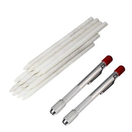 Tcrogsciss 2 PCS Soapstone Holders with 12 PCS Refills Soapstone Pen Round for Welding Tools, Metal and Fabric, Removable Markings on Steel on Steel, Alumiunm