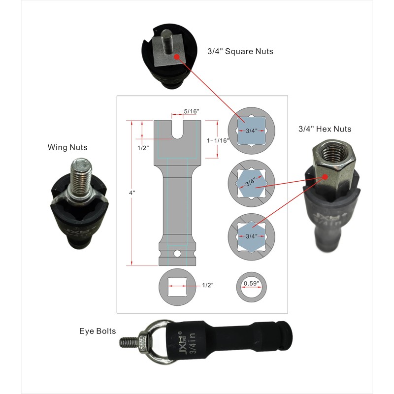 1/2-Inch Drive Multi-Purpose Lineman Deep Socket, Fits 3/4" Hex and