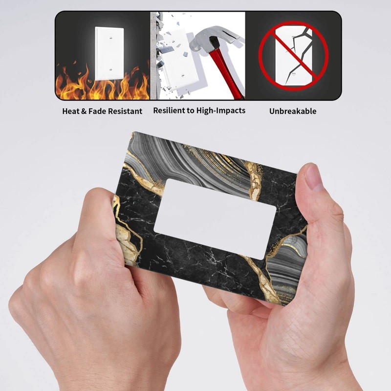 Black Gold Marble Single Gang Rocker Light Switch Plate Cover