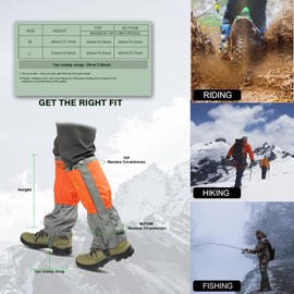 Hmseng Hiking Gaiters, Leg Gaiters for Men Women. 600D Oxford Lightweight Durable Snow Gaiters with Waterproof Zipper or Mountain Snow, Hiking, Skiing, Walking, Climbing, Hunting-orange