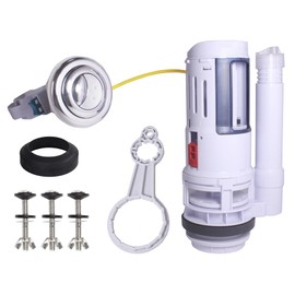 FinFuture 2-Inch Toilet Flush Valve Dual Flush Valve Replacement with Push Button Converter Toilet Tank to Bowl Bolt Kits Water-Saving Toilet Repair Kit, White