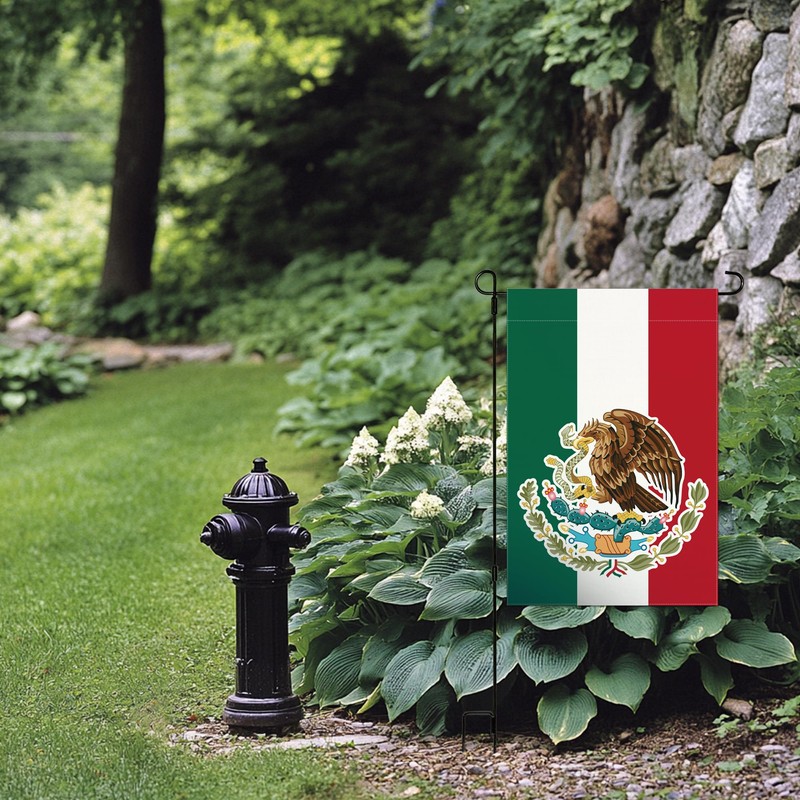 Mexico Garden Flag 12x18 Meixico Eagle Canvas Double Sided Home