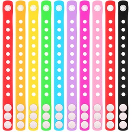 Zhanmai 30 Pieces 10 Colors Silicone Charms Wristbands Bulk Adjustable Rubber Bracelets with Holes Bracelets for Men Kids Birthday (8.3 Inch)