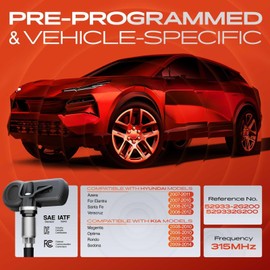A-Premium 4PCS Pre-Programmed TPMS Sensor Tire Pressure Monitoring Sensor - Compatible with Hyundai, Kia Models - Elantra, Santa Fe, Azera, Veracruz, Magentis, Optima, Sedona, Rondo - 315MHz