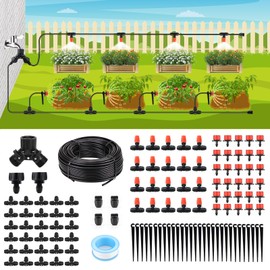 Locked - Connect Drip Irrigation Kit, 98ft Garden Drip Irrigation System, Automatic Micro Watering System with 4/7 inch Tubing Hose with Misting Nozzle Emitters for Garden, Bed Patio, Greenhouse