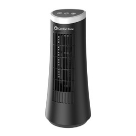 Comfort Zone Oscillating Desktop Tower Fan with Electronic Touch Switches, 12 inch, 2-Speed, Ultra Slim Design, & Convenient Carry Handle, Ideal for Home, Bedroom, Dorm or Office, MTRNF2302-BLK