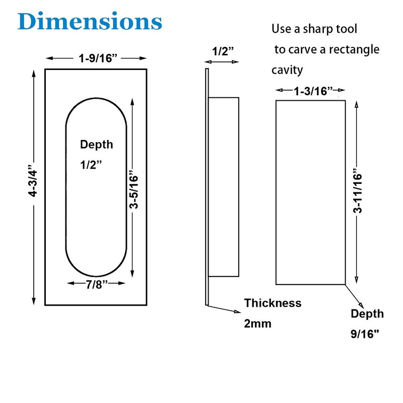 HOMOTEK 4 Pack Flush Sliding Closet Door Pulls, Recessed Finger