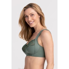 Miss Mary of Sweden Lovely Lace Cotton Wireless Full Cup Bra, Green, 100D