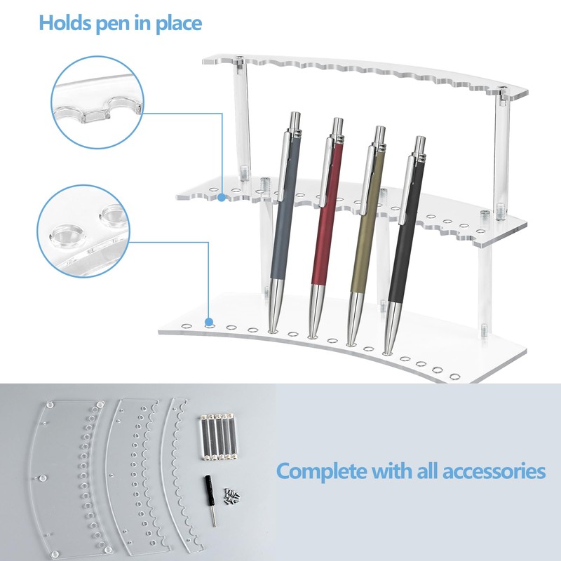 30-Slot Acrylic Pen & Makeup Brush Organizer Holder - 2