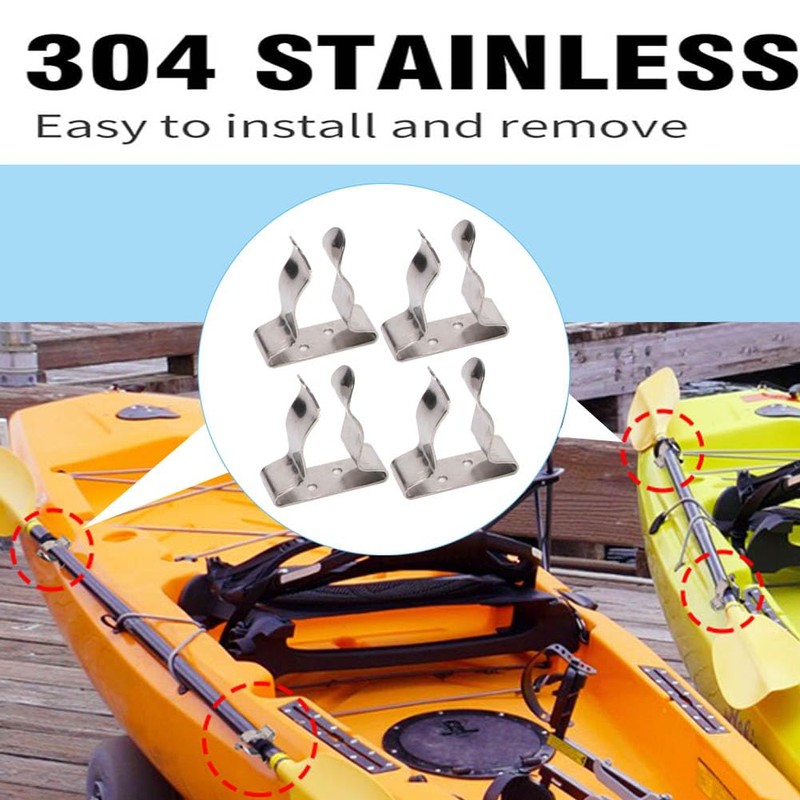 COC-LF 4 Pieces Boat Hook Holder Stainless Steel Spring Clamp