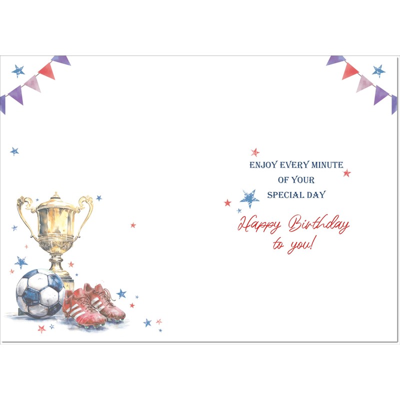 doodlecards Great Nephew Birthday Card Footballer's Trophy Large A4 Size