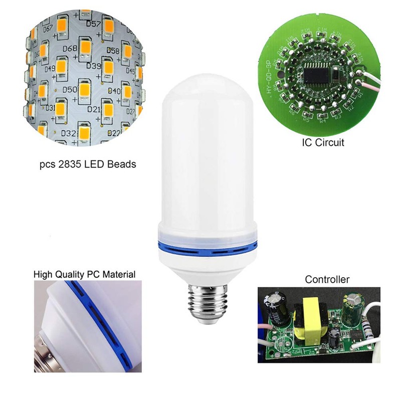 6W E26 LED Flame Effect Light Bulb - 4 Modes