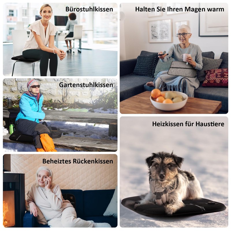 Thermrup Heated Cordless Seat Cushion USB with Far Infrared Pad
