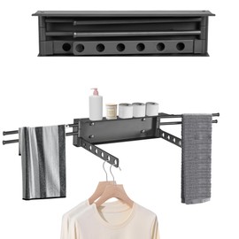 MEILANHUI Wall Mounted Drying Rack, Aluminium Free Swinging Folding Drying Towel Rack Heavy Duty Wall Mounted Clothes Rack with 50lb Load Capacity, Foldable Space Saving Clothes Racks