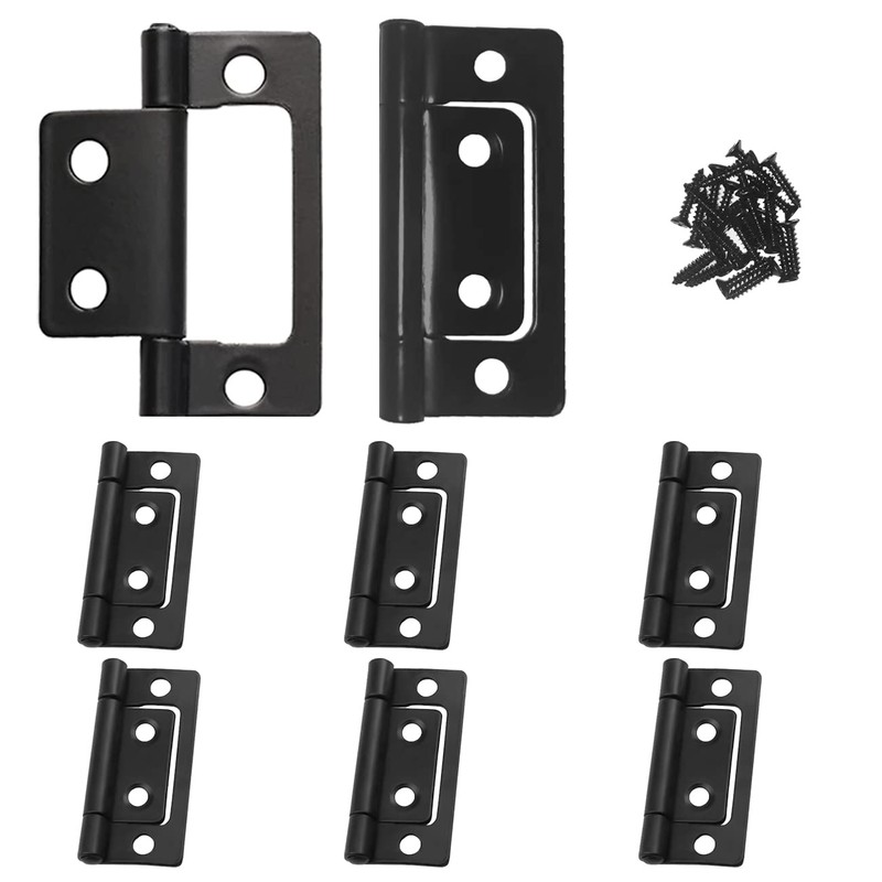 MARRTEUM 8 Pieces 2 Inch Non Mortise Door Hinge, Black