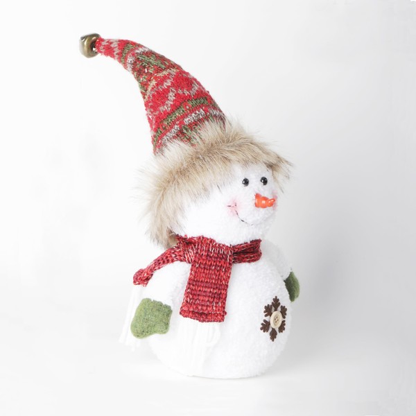 Senjie 9.5 inch Lighted Snowman Figurines Plush Doll,Christmas Doll Tabletop