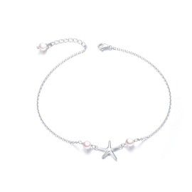 DAOCHONG 925 Sterling Silver Starfish Anklets for Women Ocean Ankle Bracelets Adjustable Foot Ankle Bracelet Jewelry Gift