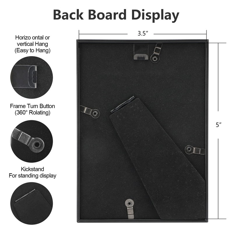 Autjvy 3.5x5 Picture Frame Matte Black Modern Simple Thin Aluminum