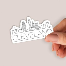 Squiddy Cleveland Ohio City Skyline - Vinyl Sticker for Car, Laptop, Notebook (5" Wide)