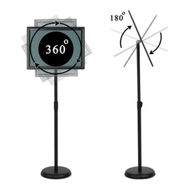 VAIIGO 11 x 17 Inch Adjustable Pedestal Sign Holder Poster Stand, Heavy Duty Floor Standing Sign Holder Stand Aluminum Snap Open Display Frame for Vertical and Horizontal View Sign Displayed(Black)