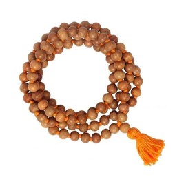 2 Piece X Sandalwood Japa Mala 8MM – White Chandan Mala Aromatic Fragrant Hand-Knotted Tibetan Prayer Beads for Meditation, Yoga, Chanting, Bracelet & Necklace Jewelry | Genuine Nepal Buddhist Mala