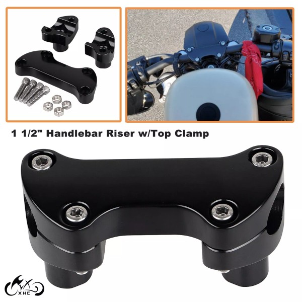 Unbranded 1.5" Handlebar Riser Bottom w/ Top Clamp For Harley