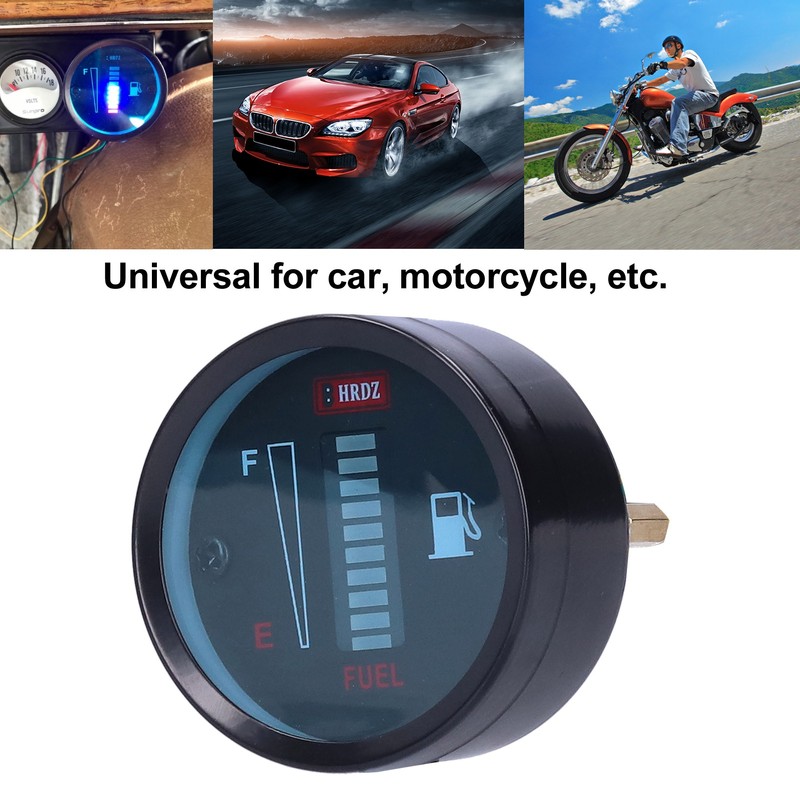 LED Fuel Meter Gauge Indicator 52mm Dia 12V Adjustable Resistance